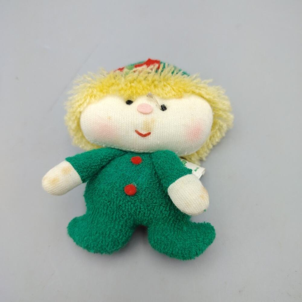 Russ Vintage Christmas Ornament Elf Green Cloth 4"